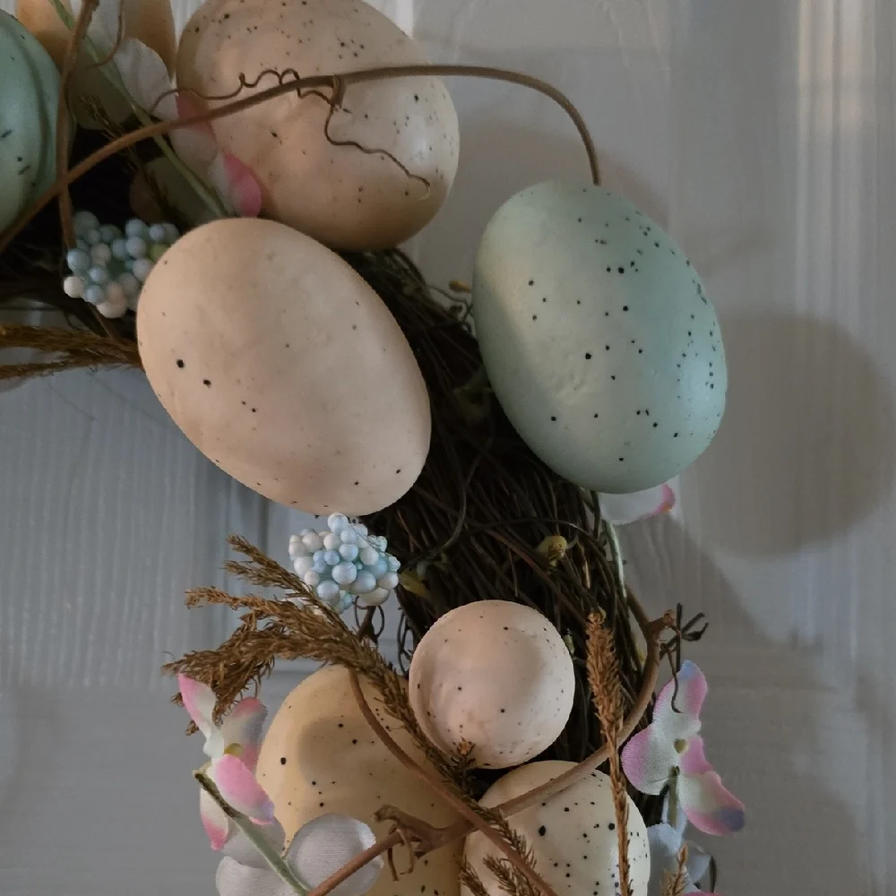 Easter Egg Wreath with Pastel Accents, **Blemish